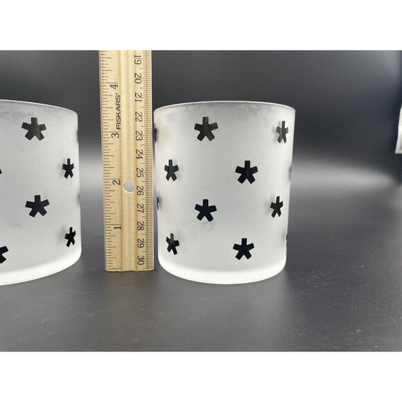 Cocktail Glasses Frosted White Black Lowball Rocks Water Tumblers Stars Bar Mod - Picture 7 of 7